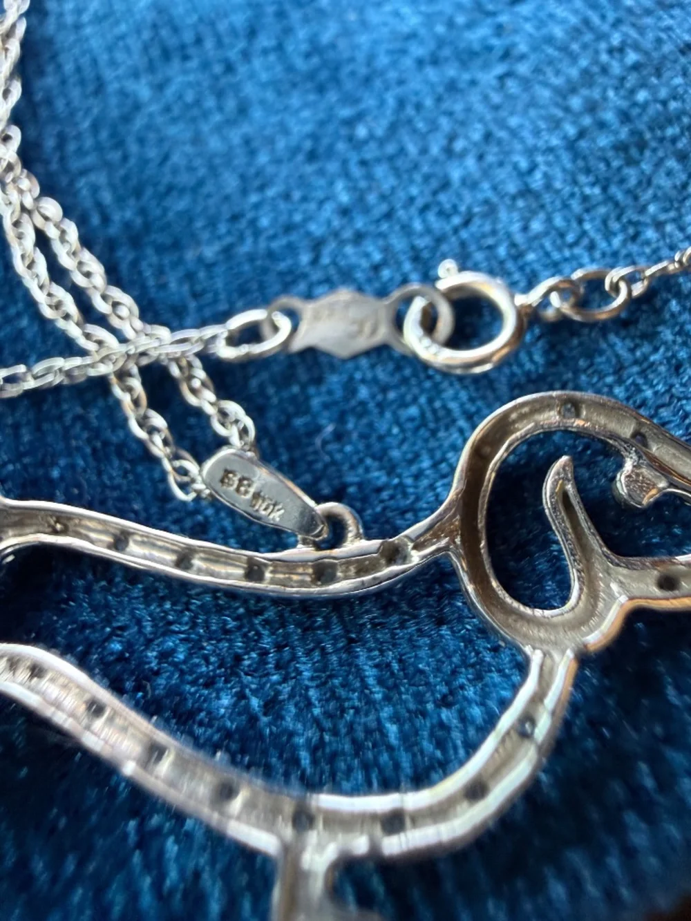 10K White Gold Diamond Dachshund Pendant on 14K White Gold Chain